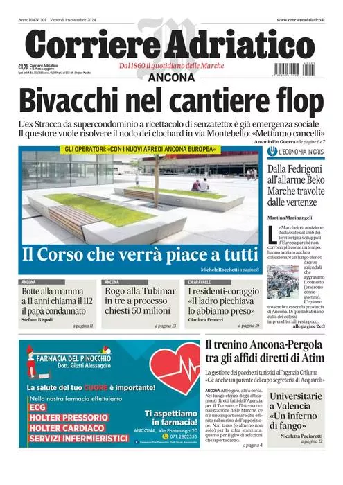 Prima-pagina-corriere adriatico-edizione-di-oggi-01-11-2024